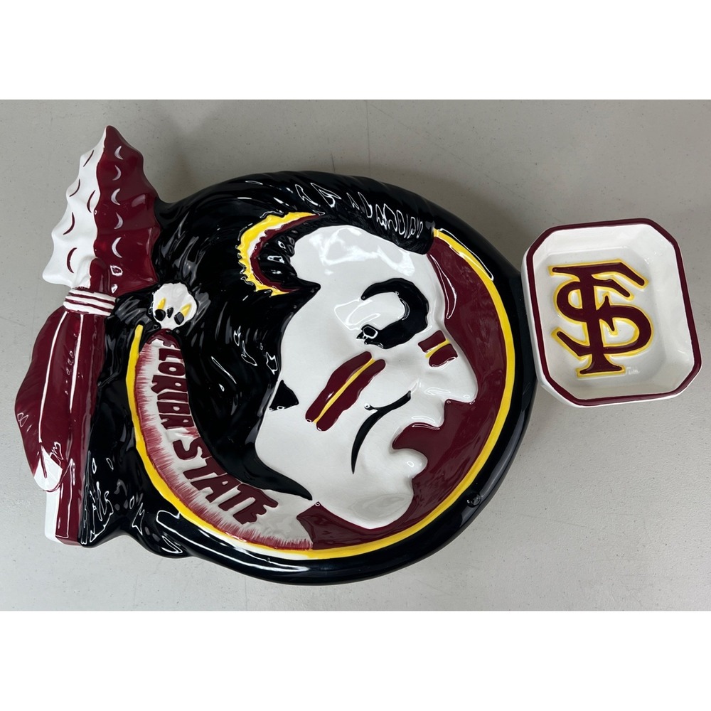 Vintage 2003 Slavic Treasures Florida State FSU Seminoles Ceramic Chip Dip Tray